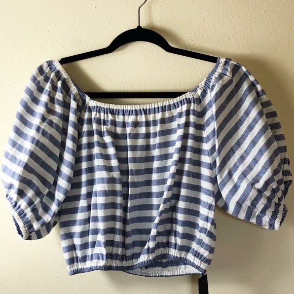 🆕 SIR the Label Blue Marlon Off the Shoulder Top - Picture 7 of 12